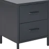 Mesa De Cabeceira Com 2 Gavetas Em Metal Cinzento Grafite Malavi