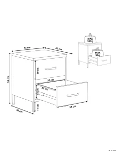 Mesa De Cabeceira Com 2 Gavetas Em Metal Cinzento Grafite Malavi