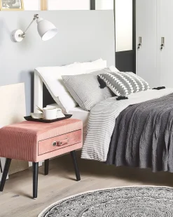 Mesa De Cabeceira Com 1 Gaveta Em Bombazine Rosa Eurostar
