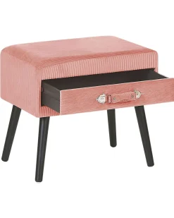 Mesa De Cabeceira Com 1 Gaveta Em Bombazine Rosa Eurostar
