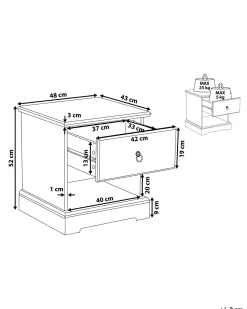 Mesa De Cabeceira Com 1 Gaveta Branca Gilbert