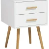 Mesa De Cabeceira Com 2 Gavetas Branca Alabama