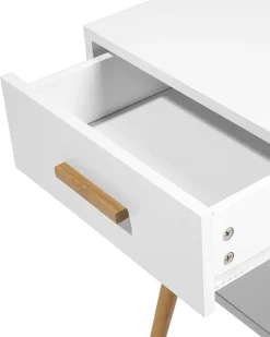 Mesa De Cabeceira Com 2 Gavetas Branca Alabama