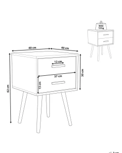 Mesa De Cabeceira Com 2 Gavetas Branca Alabama
