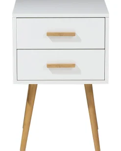 Mesa De Cabeceira Com 2 Gavetas Branca Alabama