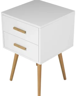 Mesa De Cabeceira Com 2 Gavetas Branca Alabama