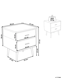 Mesa De Cabeceira Com 2 Gavetas Em Pele Sintetica Creme Essonne