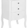 Mesa De Cabeceira Com 3 Gavetas Branca Lane