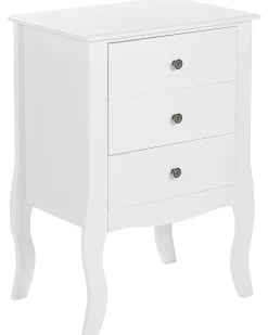 Mesa De Cabeceira Com 3 Gavetas Branca Lane