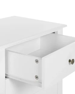 Mesa De Cabeceira Com 3 Gavetas Branca Lane