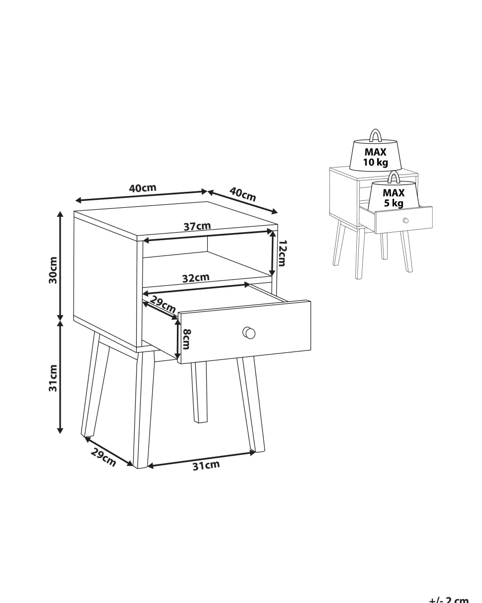 Mesa De Cabeceira Com 1 Gaveta Em Cor De Madeira Escura Rodes