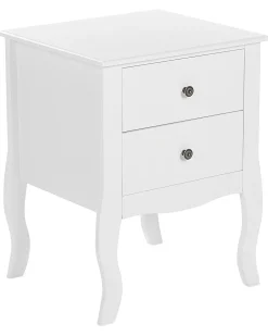 Mesa De Cabeceira Com 2 Gavetas Branca Lane