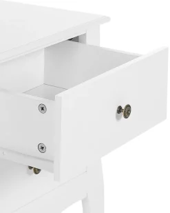 Mesa De Cabeceira Com 2 Gavetas Branca Lane