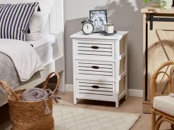 Mesa De Cabeceira Com 3 Gavetas Branca Lucky