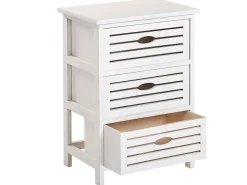 Mesa De Cabeceira Com 3 Gavetas Branca Lucky