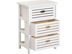 Mesa De Cabeceira Com 3 Gavetas Branca Lucky