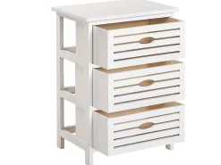 Mesa De Cabeceira Com 3 Gavetas Branca Lucky