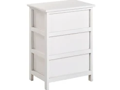 Mesa De Cabeceira Com 3 Gavetas Branca Lucky