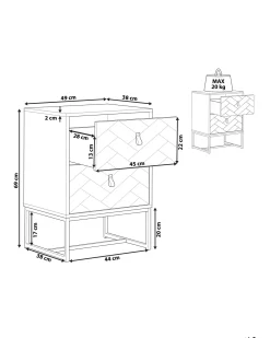 Mesa De Cabeceira Com 2 Gavetas Em Madeira Clara E Branco Nueva