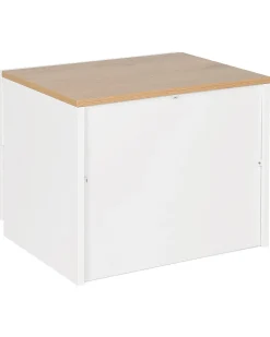 Mesa De Cabeceira Com 2 Gavetas Branca E Cor De Madeira Clara Edison