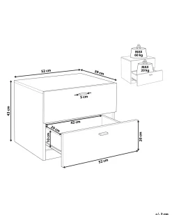 Mesa De Cabeceira Com 2 Gavetas Branca E Cor De Madeira Clara Edison