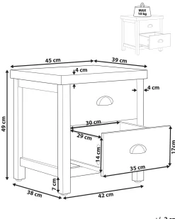 Mesa De Cabeceira Com 2 Gaveta Cinzenta Clio