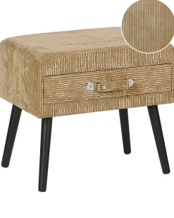 Mesa De Cabeceira Com 1 Gaveta Em Bombazine Creme Eurostar