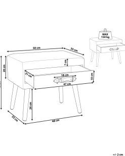 Mesa De Cabeceira Com 1 Gaveta Em Bombazine Creme Eurostar