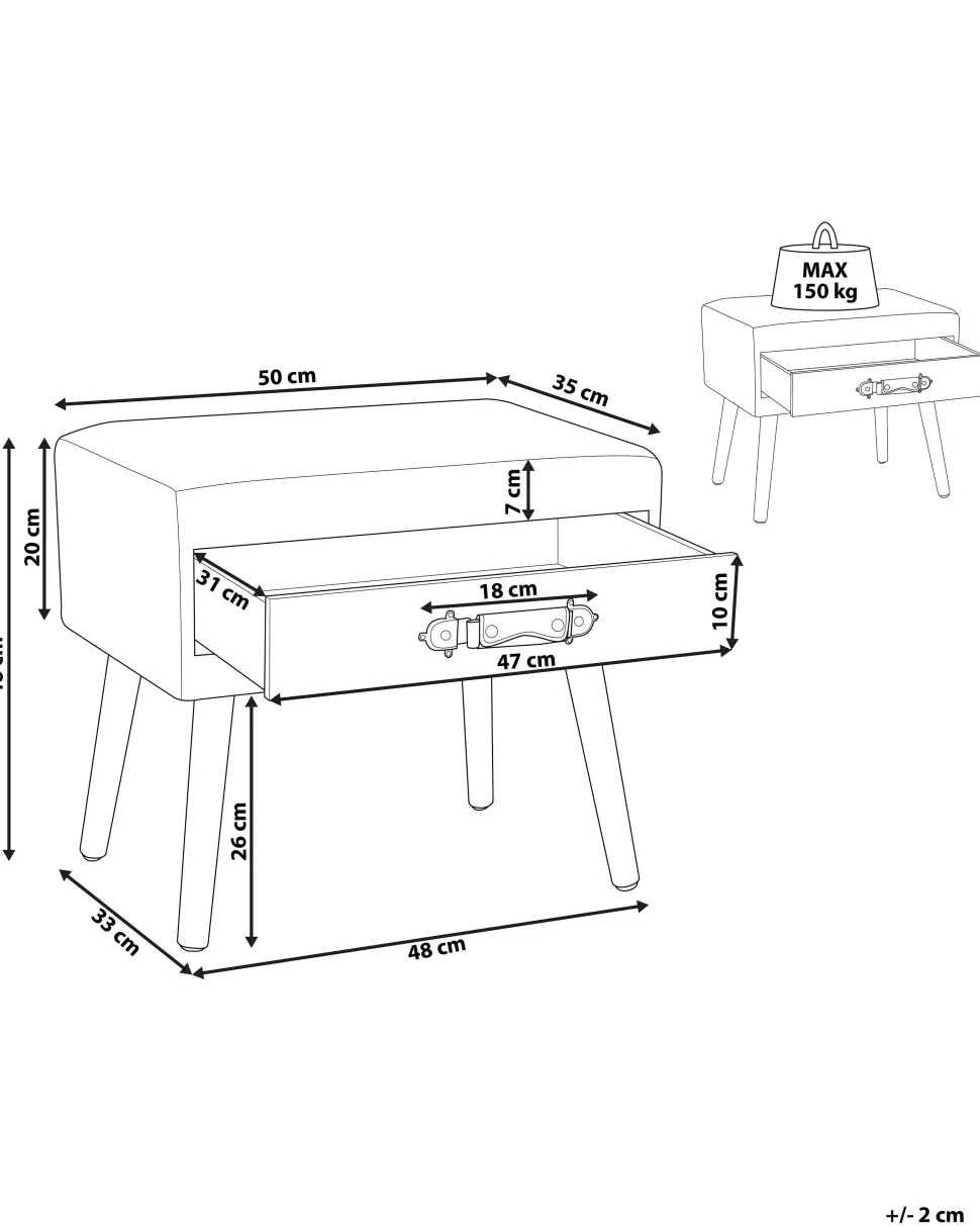 Mesa De Cabeceira Com 1 Gaveta Em Bombazine Creme Eurostar
