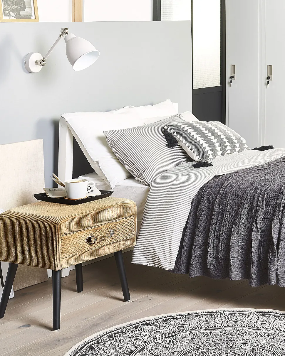 Mesa De Cabeceira Com 1 Gaveta Em Bombazine Creme Eurostar