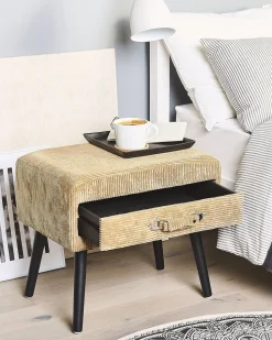 Mesa De Cabeceira Com 1 Gaveta Em Bombazine Creme Eurostar