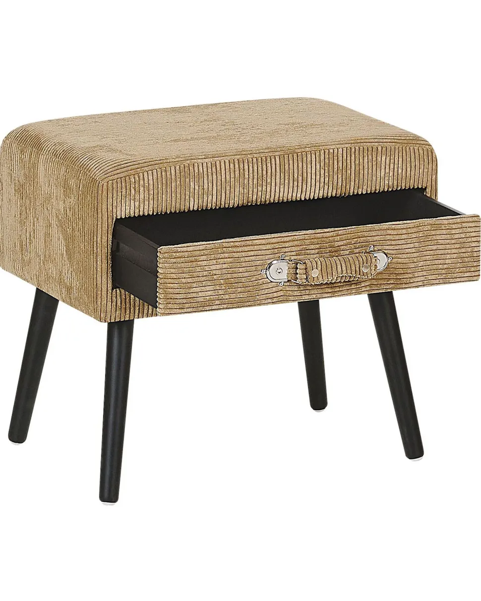 Mesa De Cabeceira Com 1 Gaveta Em Bombazine Creme Eurostar