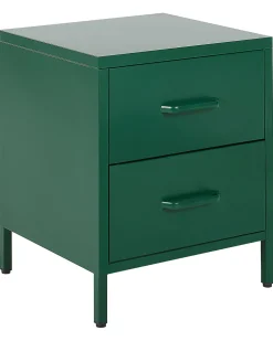 Mesa De Cabeceira Com 2 Gavetas Em Metal Verde Malavi
