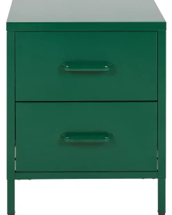 Mesa De Cabeceira Com 2 Gavetas Em Metal Verde Malavi