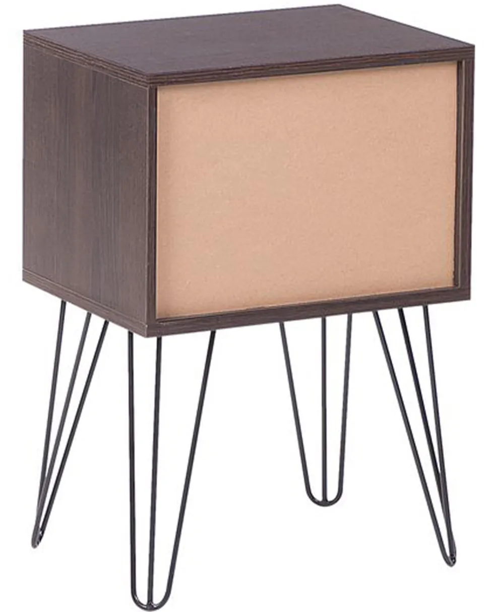 Mesa De Cabeceira Com 1 Gaveta Em Madeira Escura E Branco Arvin