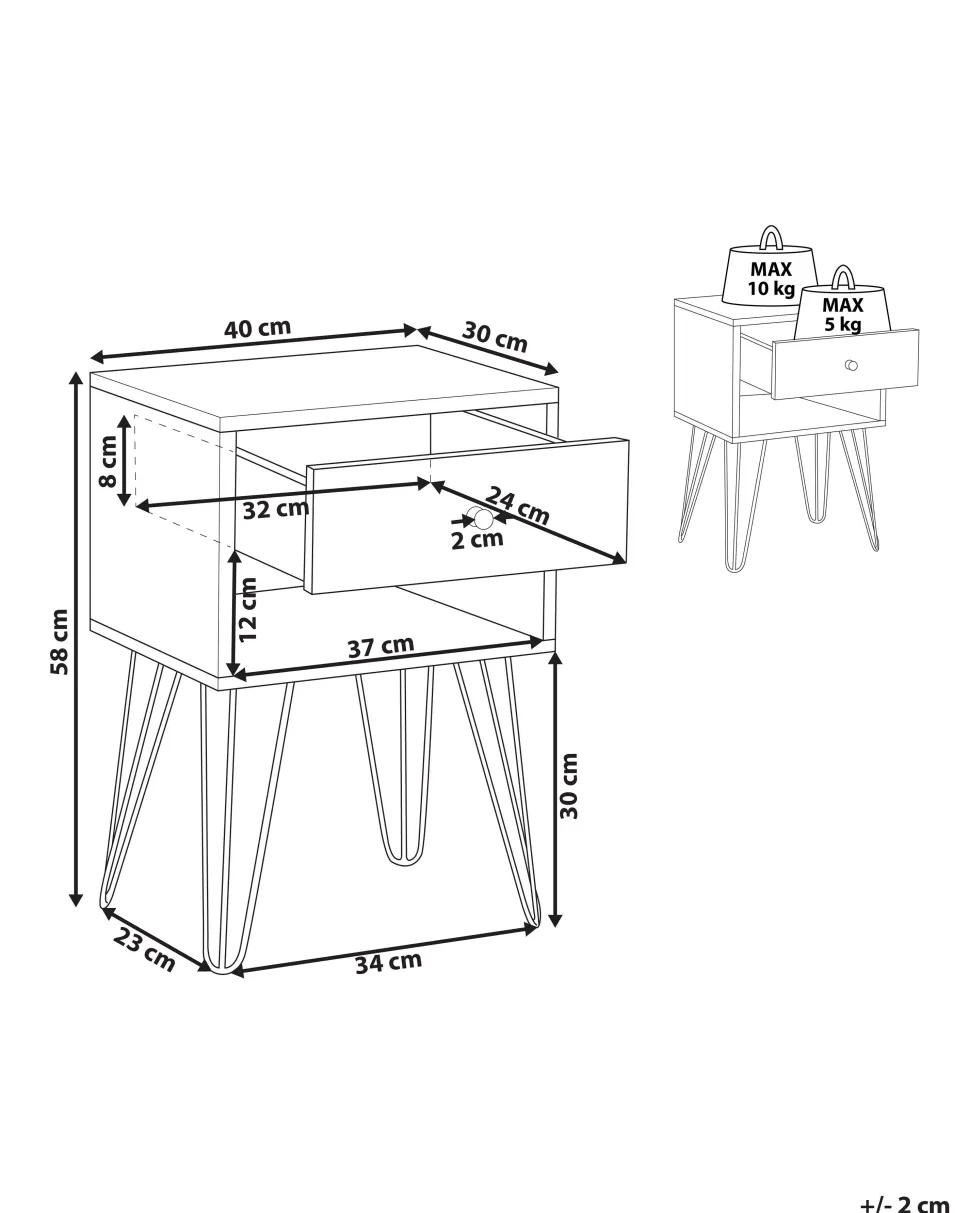 Mesa De Cabeceira Com 1 Gaveta Em Madeira Escura E Branco Arvin