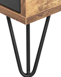 Mesa De Cabeceira Com 2 Gavetas Em Madeira Escura E Preto Arkan