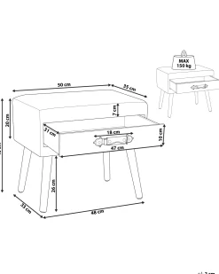 Mesa De Cabeceira Com 1 Gaveta Em Bombazine Verde Eurostar