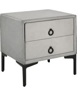Mesa De Cabeceira Com 2 Gavetas Em Veludo Cinzento Claro Sezanne