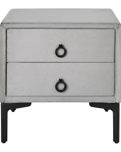 Mesa De Cabeceira Com 2 Gavetas Em Veludo Cinzento Claro Sezanne