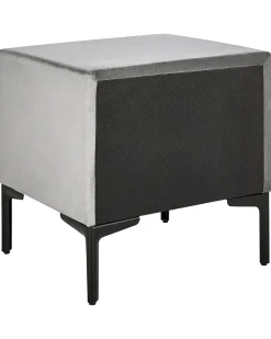 Mesa De Cabeceira Com 2 Gavetas Em Veludo Cinzento Claro Sezanne