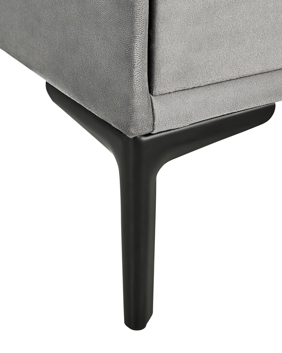 Mesa De Cabeceira Com 2 Gavetas Em Veludo Cinzento Claro Sezanne