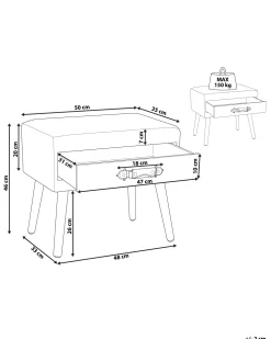 Mesa De Cabeceira Com 1 Gaveta Em Veludo Cinzento Eurostar