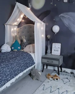 Mesa De Cabeceira Com 1 Gaveta Em Veludo Cinzento Eurostar