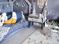 Mesa De Cabeceira Com 1 Gaveta Em Veludo Cinzento Eurostar