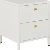 Mesa De Cabeceira Com 2 Gavetas Em Metal Branco Kylea