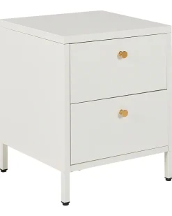 Mesa De Cabeceira Com 2 Gavetas Em Metal Branco Kylea