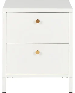 Mesa De Cabeceira Com 2 Gavetas Em Metal Branco Kylea
