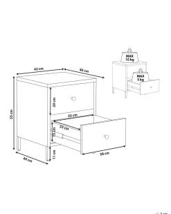 Mesa De Cabeceira Com 2 Gavetas Em Metal Branco Kylea