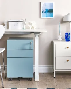 Mesa De Cabeceira Com 2 Gavetas Em Metal Branco Kylea